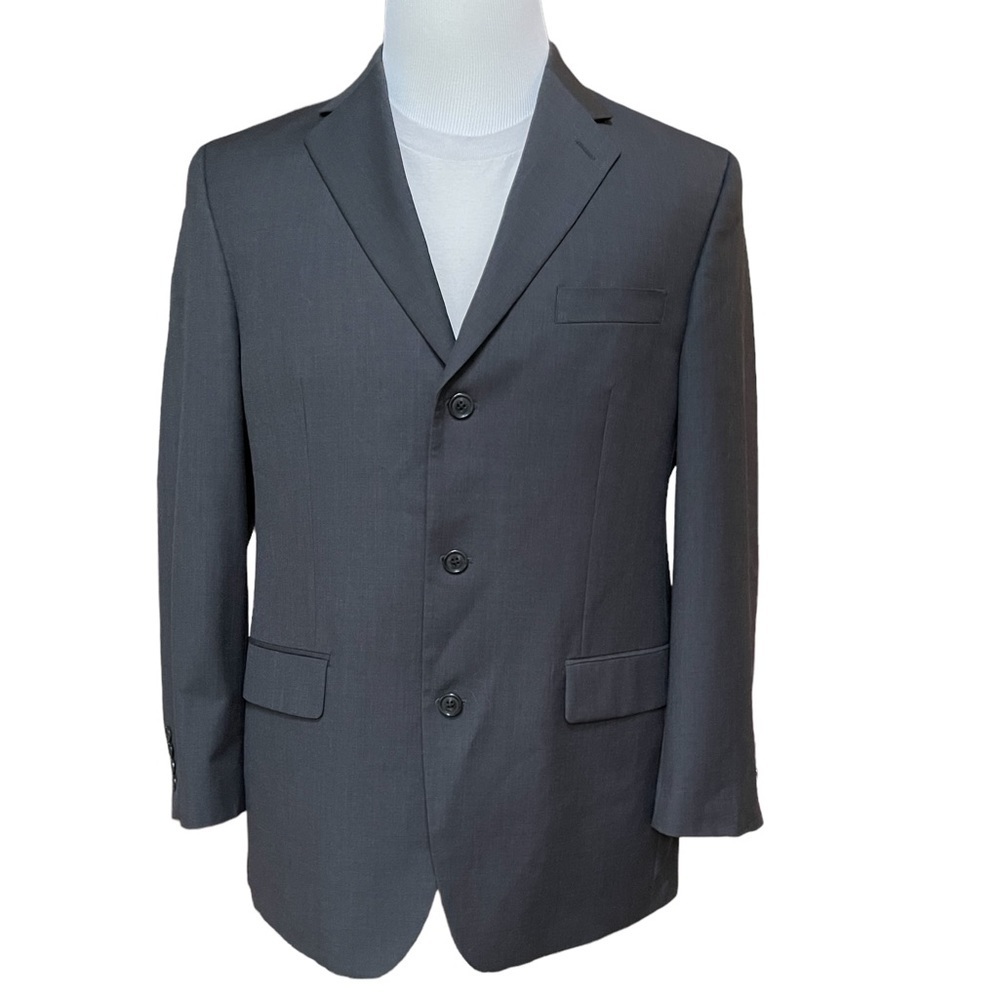 Calvin Klein 3 Button Wool Blazer Suit Jacket in Charcoal Gray Size: 40R